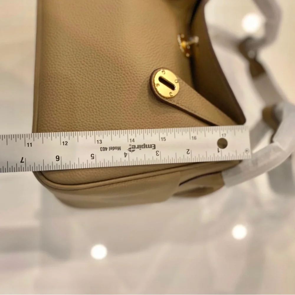 Taupe brown Togo leather Lindy Shoulder Crossbodu Duble Zop Bag - Picture 12 of 12